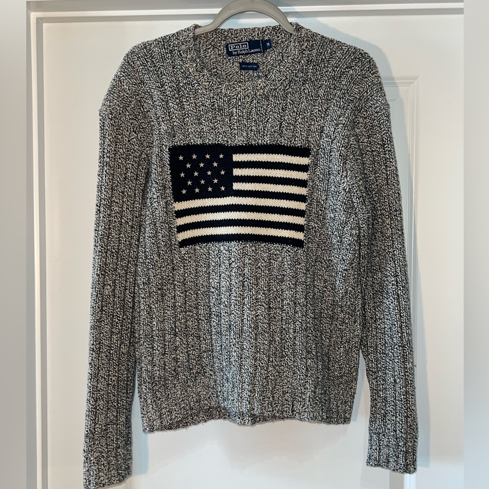 Vintage Ralph Lauren American Flag Sweater, Like New, Size Medium